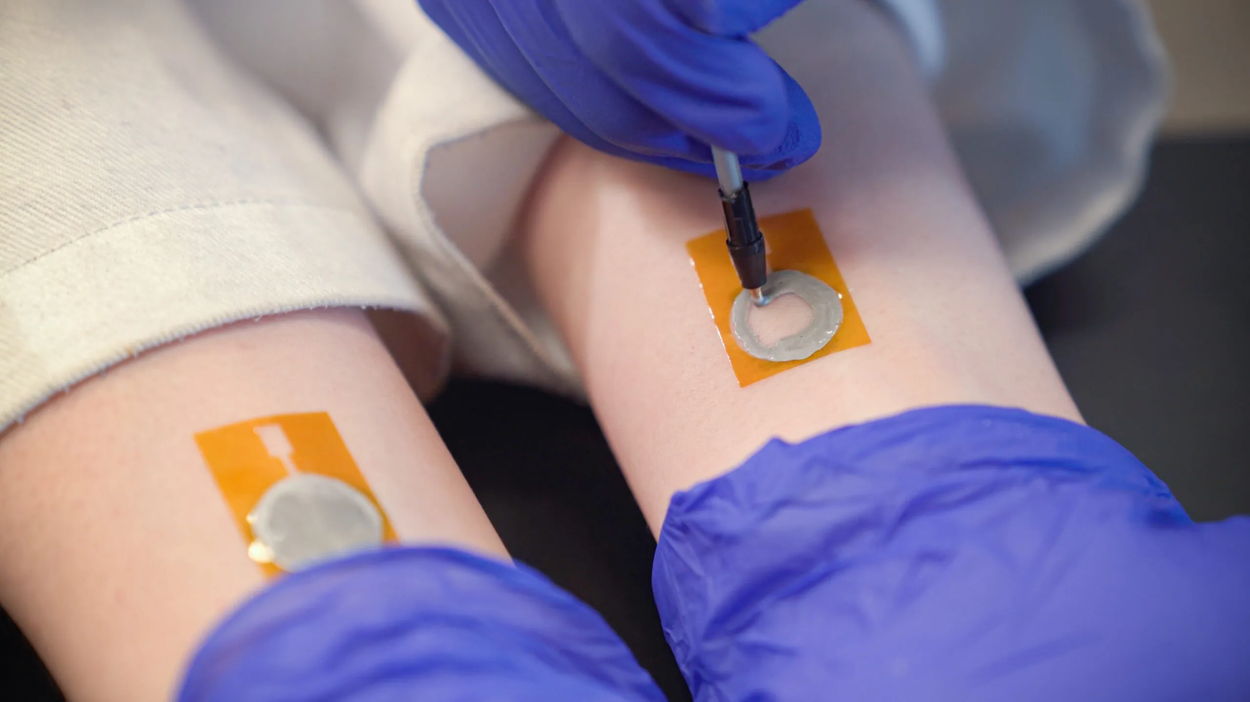 Drawn-on-skin electronics demonstration in the lab